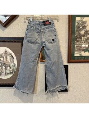 Vintage 90s Jnco Jeans Funky 23 Denim Pants Size 7 Skate Streetwear Blue 21x22.5
